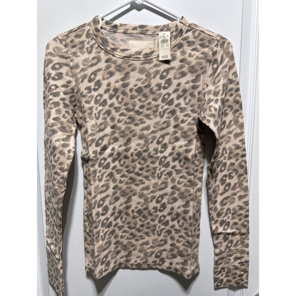 NEW Aerie Leopard Print Thermal Long Sleeve Top Women's Small NWT